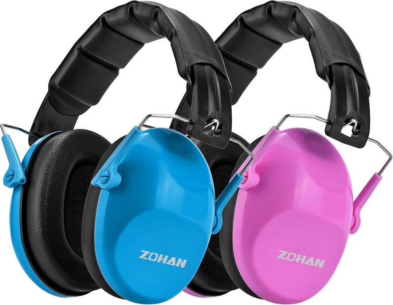 Zohan Kids Noise Cancelling Headphones - 25dB NRR Kids Ear Protection 2 Pack, Hearing Protection Safety Ear Muffs for School Monster Truck Fireworks Travel Studying Concerts Autism, Blue and Pink - Image 1